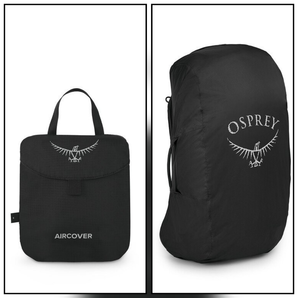 NWT Osprey AirCover Pack Travel Case & Raincover Shadow Grey Medium Fits 40-60L